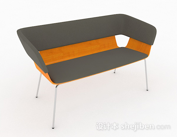 橙灰简约休闲椅子3d模型下载