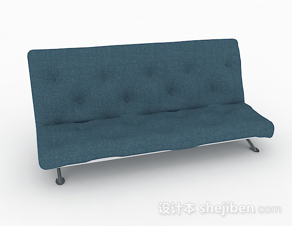 现代风格蓝色简约双人沙发3d模型下载