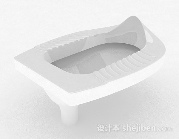 现代风格白色陶瓷蹲便器3d模型下载