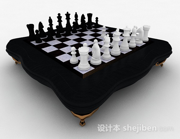 欧式风格黑色西洋棋3d模型下载