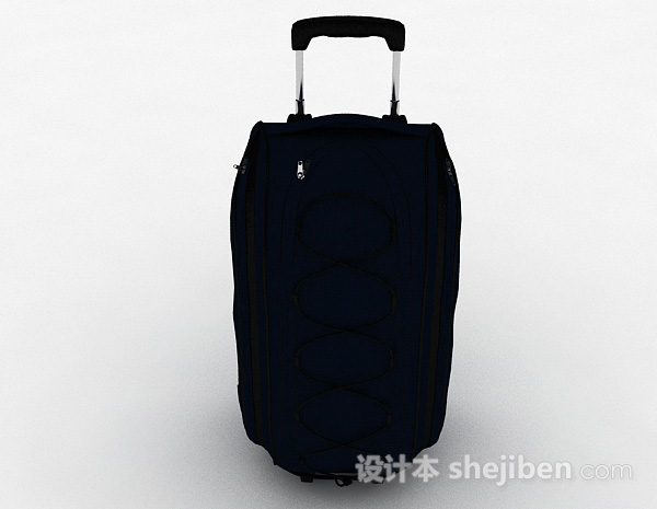 深蓝色行李箱3d模型下载