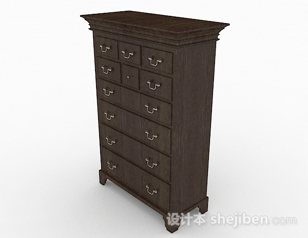 中式风格中式木质棕色柜子3d模型下载