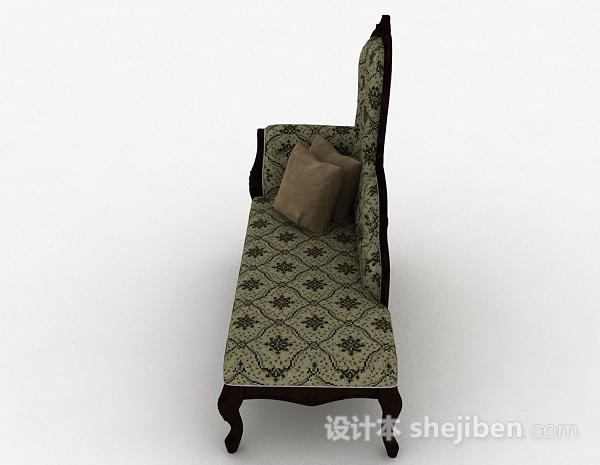 设计本欧式布艺单人沙发3d模型下载