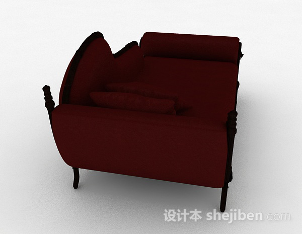免费欧式红色沙发躺椅3d模型下载