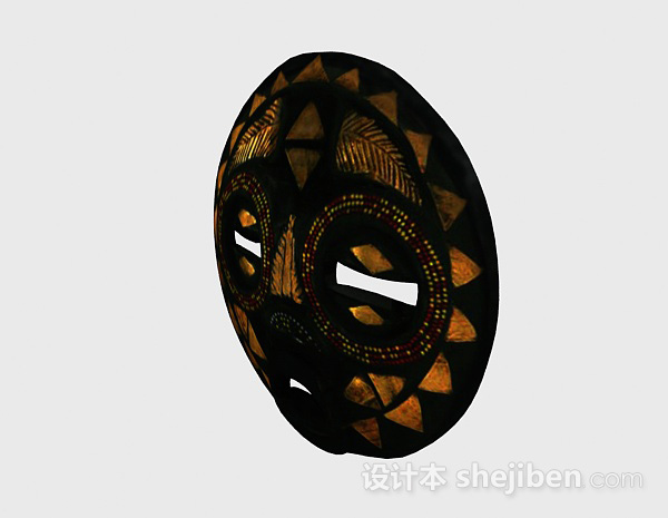 现代风格黑色雕刻人脸面具3d模型下载
