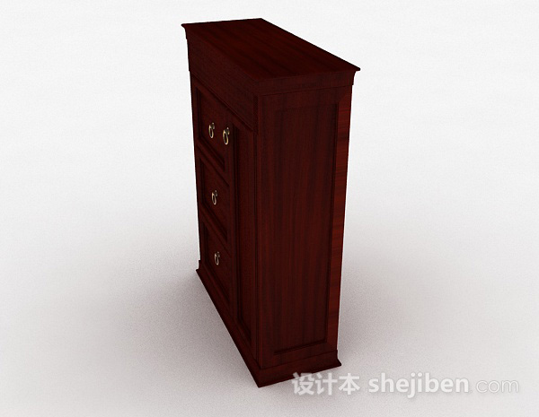 设计本欧式家居木质玄关柜3d模型下载