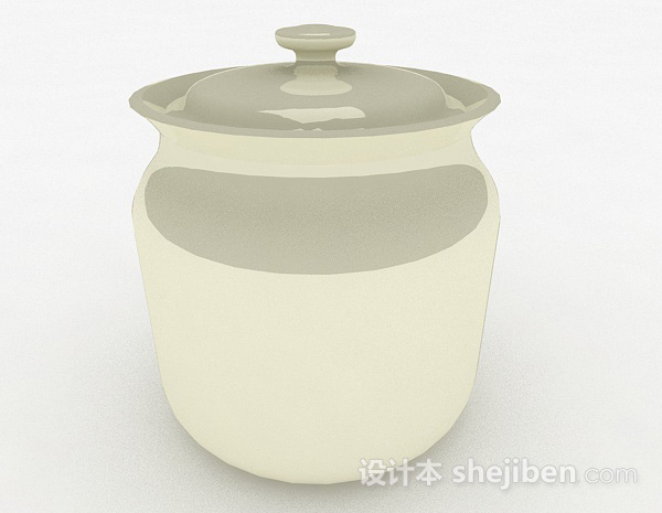 设计本现代风格纯白陶瓷瓦罐3d模型下载