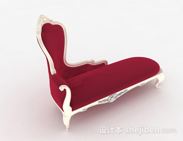 欧式风格欧式玫红色布艺沙发3d模型下载