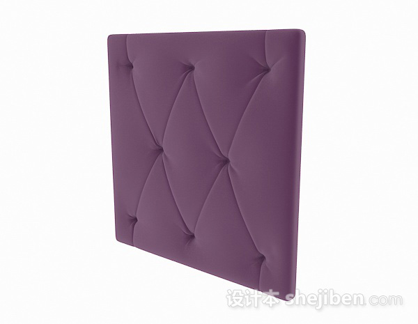 欧式风格紫色床头软包背景3d模型下载