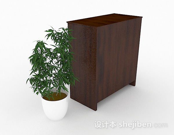 设计本中式木质厅柜3d模型下载