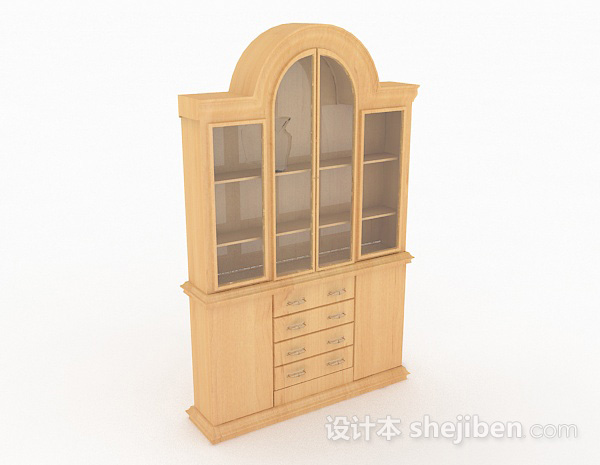 家居木质书柜3d模型下载
