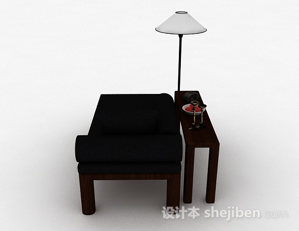 设计本木质双人沙发3d模型下载