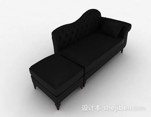 欧式黑色多人沙发3d模型下载