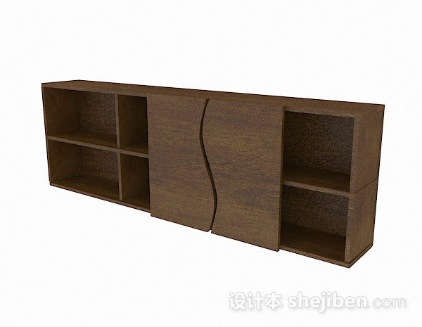 现代风格木质棕色家居柜子3d模型下载