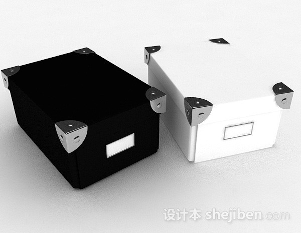 免费黑白收纳盒子3d模型下载
