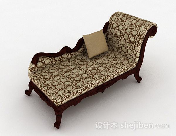 欧式棕色布艺沙发3d模型下载
