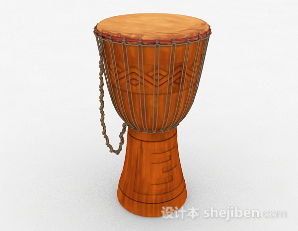 设计本红棕色非洲手鼓3d模型下载
