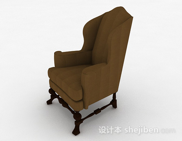 欧式风格欧式棕色布艺家居椅3d模型下载