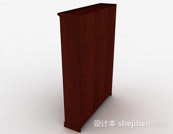 设计本棕色木质三门衣柜3d模型下载