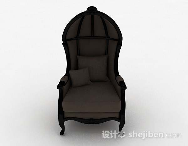 现代风格灰色木质单人沙发3d模型下载