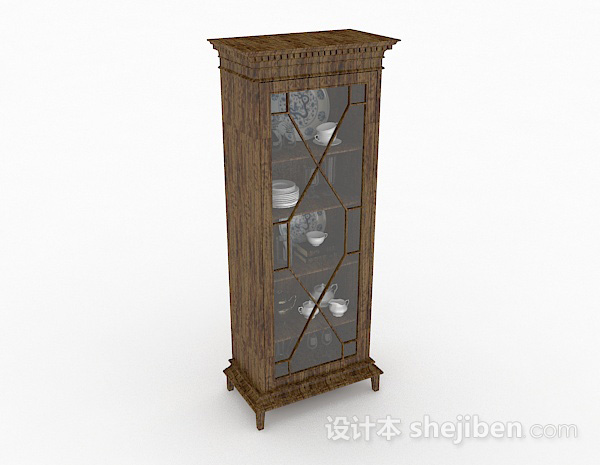 棕色木质橱柜3d模型下载