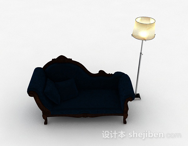 欧式风格欧式蓝色单人沙发3d模型下载