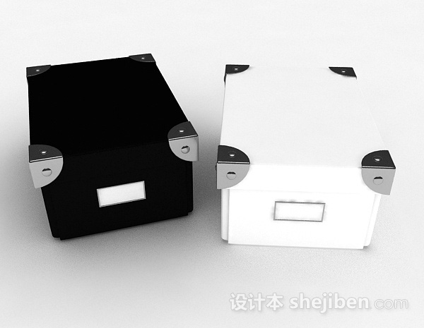 设计本黑白收纳盒子3d模型下载