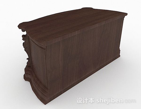 设计本棕色实木床头柜3d模型下载