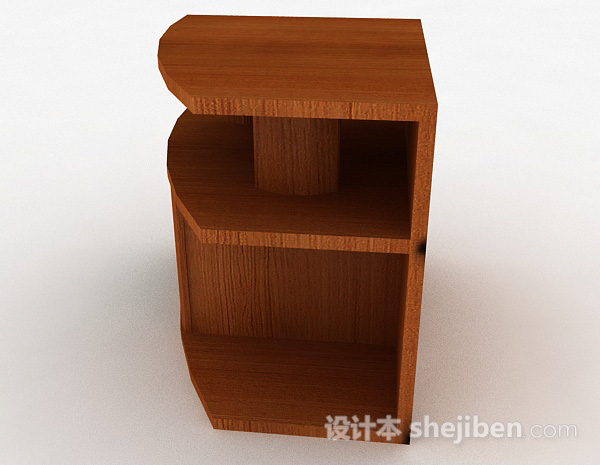 设计本浅棕色木质扇形展示柜3d模型下载