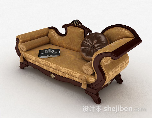 免费欧式黄色单人沙发3d模型下载