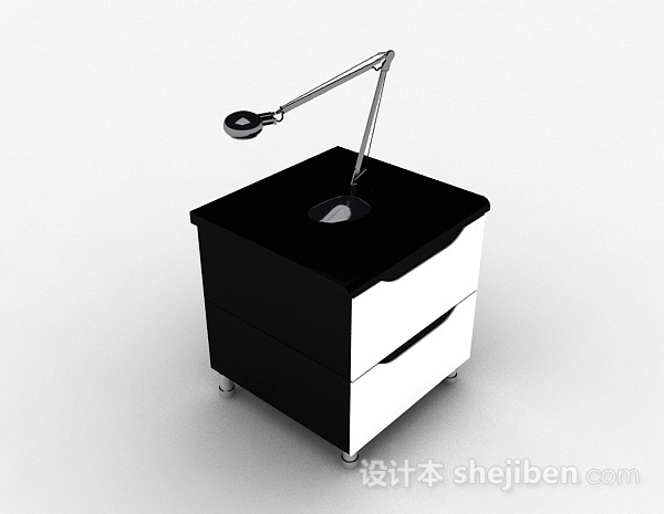 黑白床头柜3d模型下载