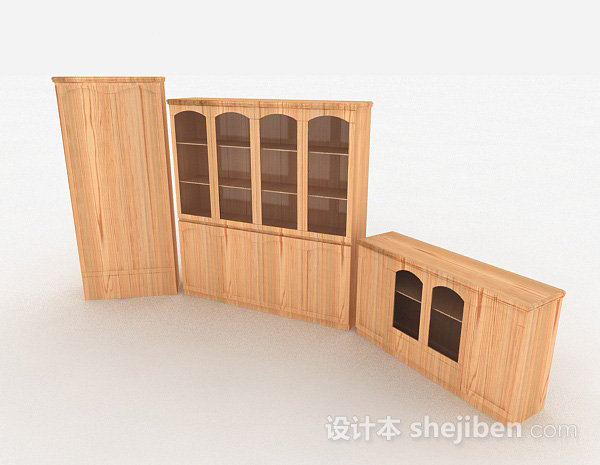 现代风格黄色木质家居柜子组合3d模型下载