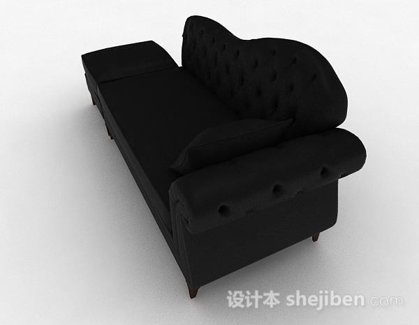 设计本欧式黑色多人沙发3d模型下载