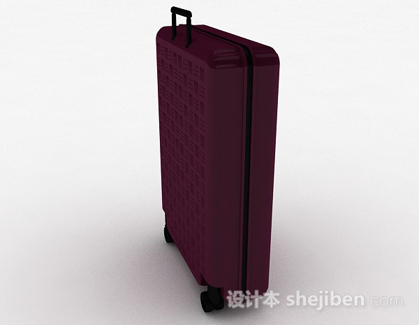 设计本紫色拉杆行李箱3d模型下载