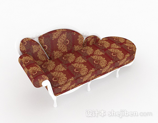 欧式风格欧式红色多人沙发3d模型下载