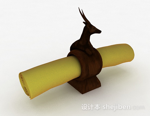 现代风格棕色木质羚羊摆设品3d模型下载