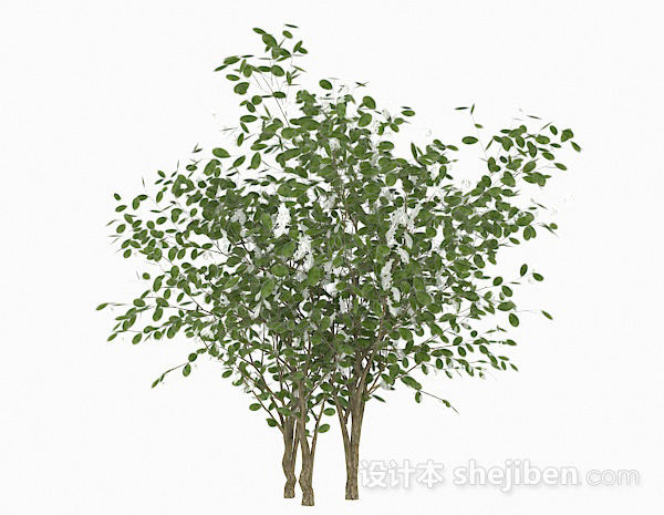 现代风格椭圆形树叶灌木丛3d模型下载
