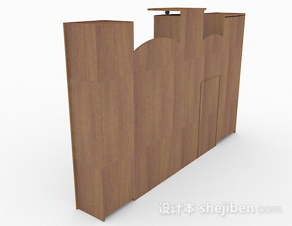 设计本原木色组合展示储物柜3d模型下载