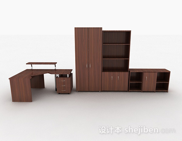 现代风格棕色简约家居柜子组合3d模型下载