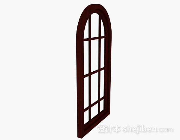 设计本木质拱形窗3d模型下载