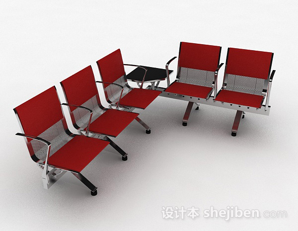 公共红色休闲椅子3d模型下载