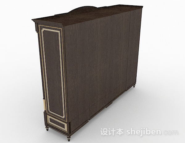 设计本欧式棕色木质衣柜3d模型下载