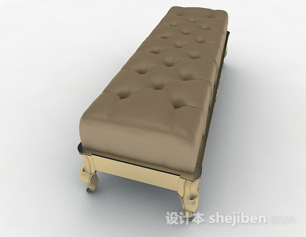 免费棕色沙发长凳3d模型下载