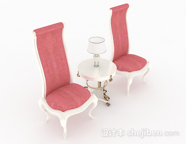 欧式粉色家居椅子3d模型下载