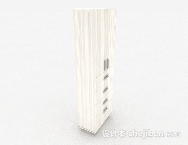 免费白色木质衣柜3d模型下载