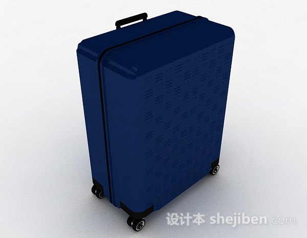 设计本蓝色行李箱3d模型下载