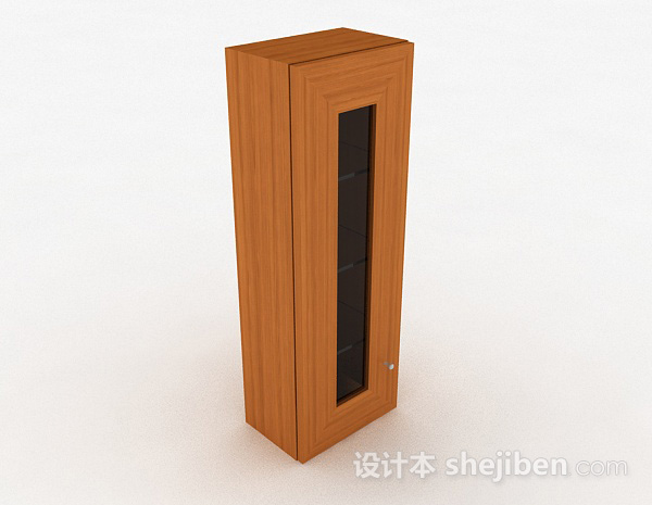 木质单门三层展示柜3d模型下载