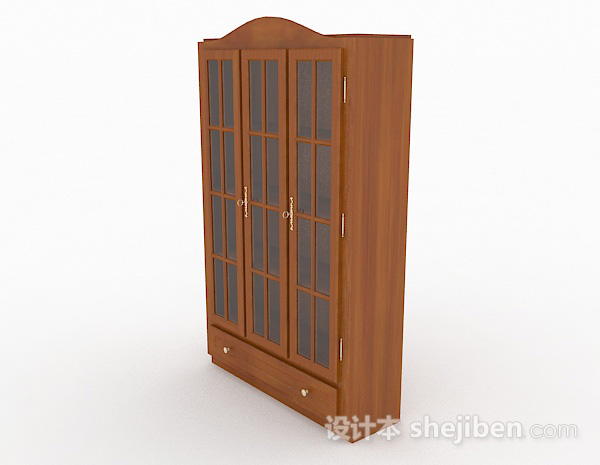 现代风格家居木质棕色书柜3d模型下载