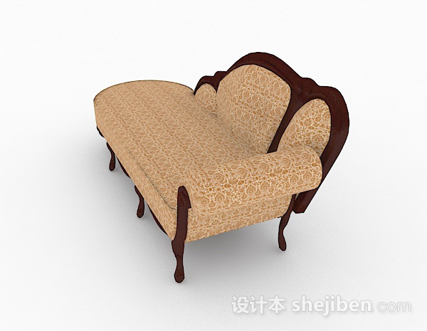 免费棕色木质家居多人沙发3d模型下载