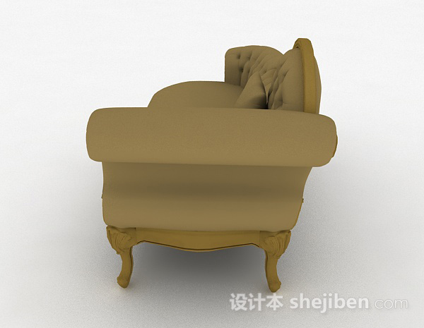 设计本欧式棕色多人沙发3d模型下载